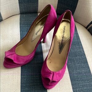 Emporio Armani Pink Stiletto Heels Satin Pointed Toe
36.5 shoe size
